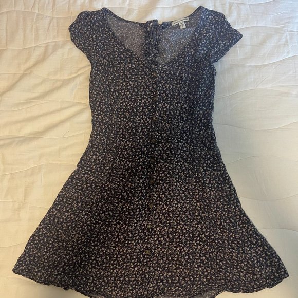 American Eagle Buttonfront Floral Mini Dress - Size Large - Picture 1 of 2
